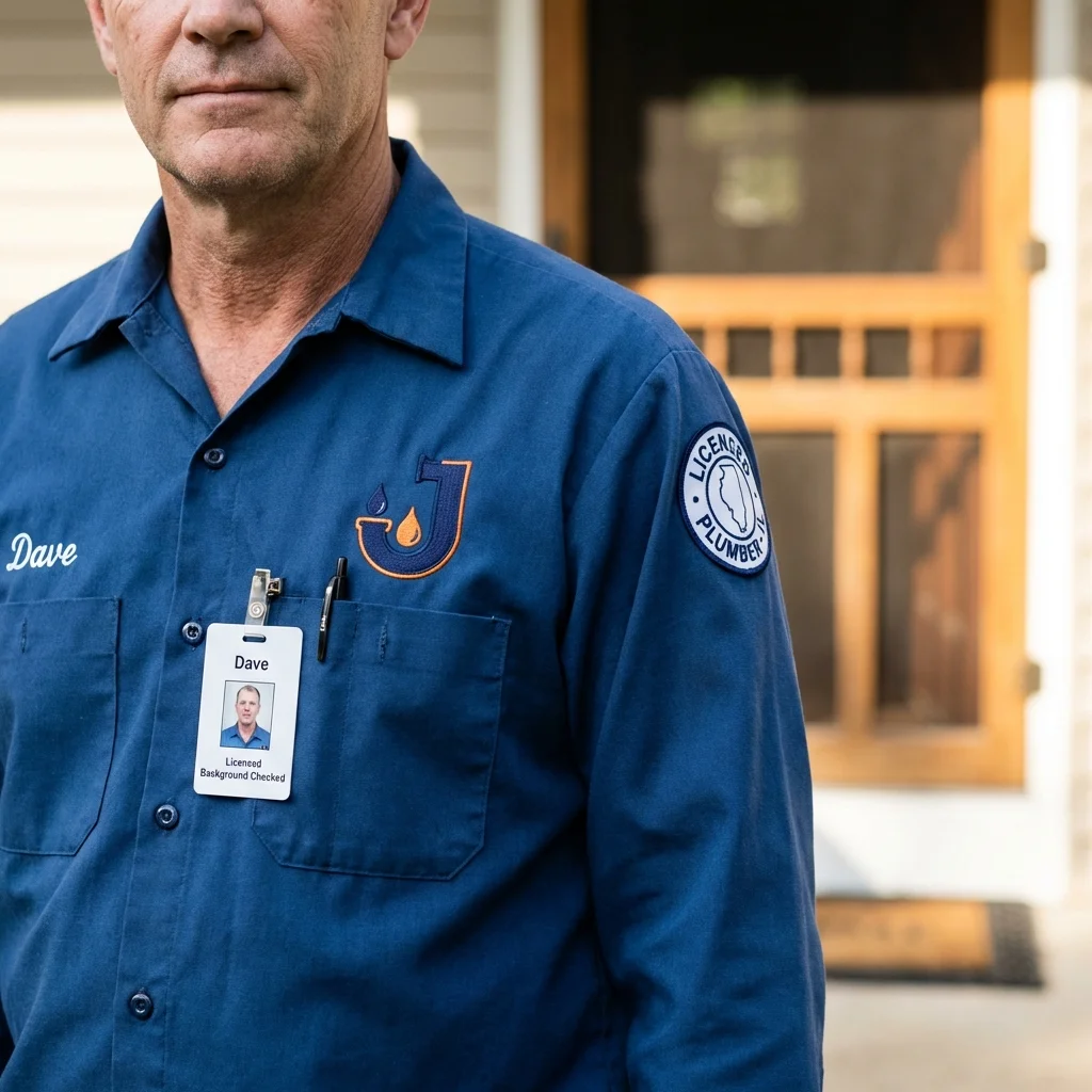 Licensed plumber showing ID badge in Kenton, OH