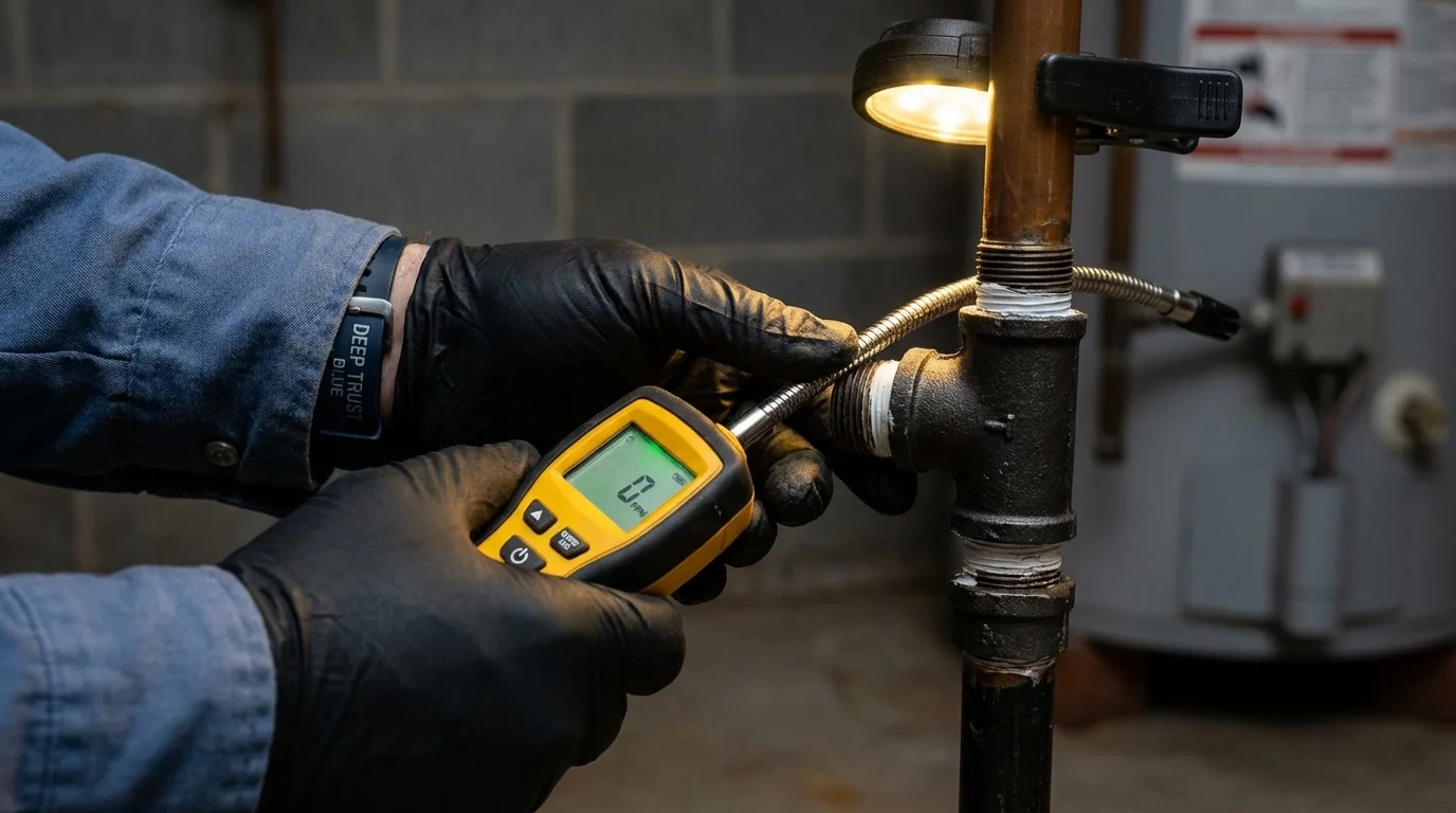 Gas leak detection with electronic sniffer by Johns Plumbing LLC in Kenton