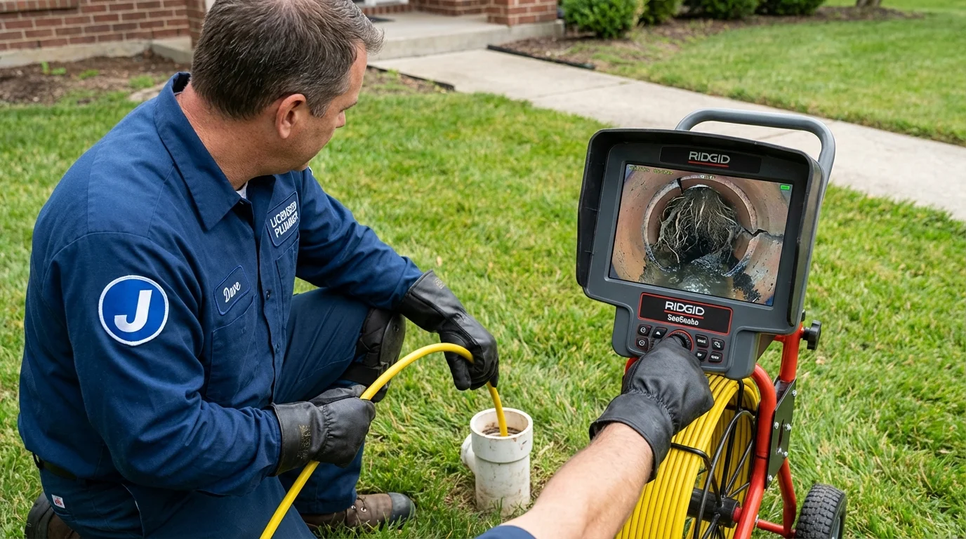 Sewer camera inspection being performed by Johns Plumbing LLC in Kenton